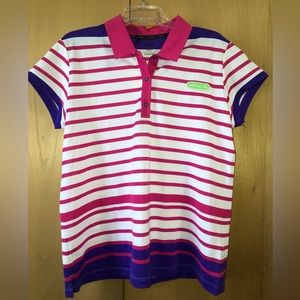 Womens XL Adidas Gold Shirt Pink Purple White Striped New With Tags